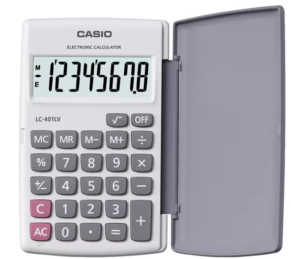 Casio LC-401LV-WE 8 Hane Beyaz Cep Tipi Hesap Makinesi ürün görseli 1