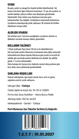 PROTEIN MEAL ÖĞÜN TOZU Zeus Nutrition 400gr-Çilek - Resim 3