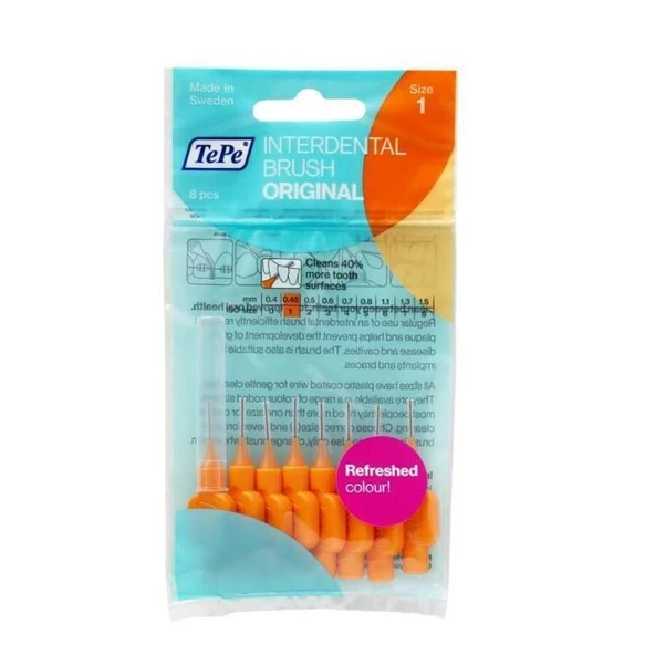 Tepe Interdental Brush Original 6 Pcs , 0.45 MM TePe Arayüz Fırçası TURUNCU ürün görseli 1