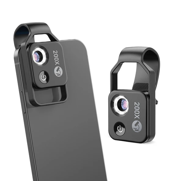 Apexel 200x Büyütmeli Mobil Mikroskop Telefon Lensi LED Işıklı Portatif Tak Çalıştır Polarize Filtreli ürün görseli 1