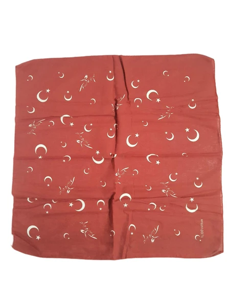 JTAW25BDN1666 AY YILDIZ TÜRKİYE BAYRAK KIRMIZISI 50 CM X 50 CM %100 PAMUK BANDANA FULAR JANTİ BANDANA ürün görseli 1