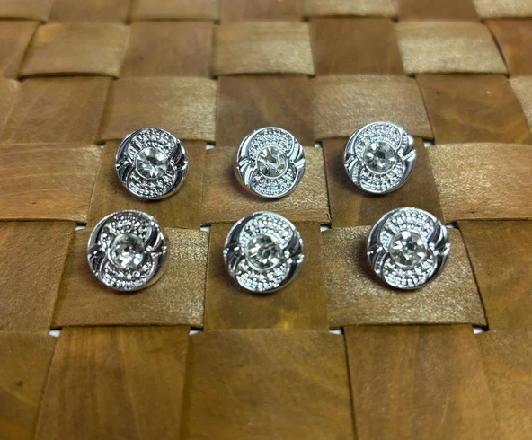 TAŞLI DÜĞME 20 BOY (13MM) GÜMÜŞ - 10 ADET ürün görseli 1