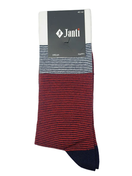 JTAW25CRP1660 PAMUK ELASTAN 1.KALİTE SOKET 40-44 BEDEN KIRMIZI LACİVERT BEYAZ MARİN RENKLER İNCE ÇİZGİLİ JANTİ ÇORAP ürün görseli 1