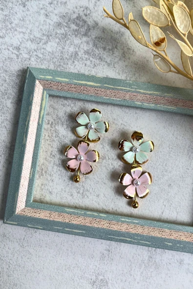 Meva Takı ve Aksesuar Pastel Çiçek Küpe I Mev'Art Collection ürün görseli 1