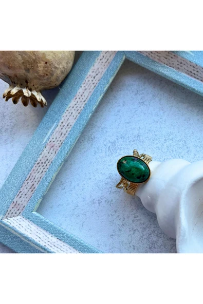 Meva Takı ve Aksesuar Zümrüt Yeşili Taşlı Kemer Yüzük I Me'VintAge Collection ürün görseli 1
