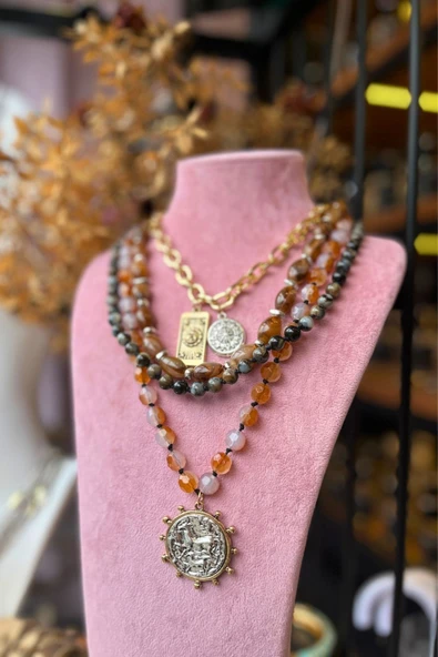 Meva Takı ve Aksesuar Katmanlı Antik Madalyon Kolye | Mev’Armoni Collection ürün görseli 1
