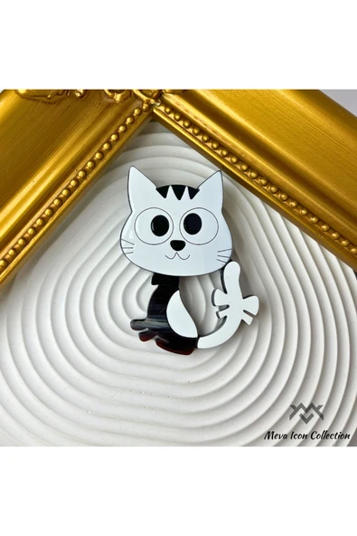 DM Takı Meva Icon Collection Kedi Figürlü Kemik Broş ürün görseli 1