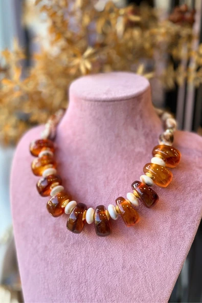 Meva Takı ve Aksesuar Amber Duru Kolye I Mev’Armoni Collection ürün görseli 1