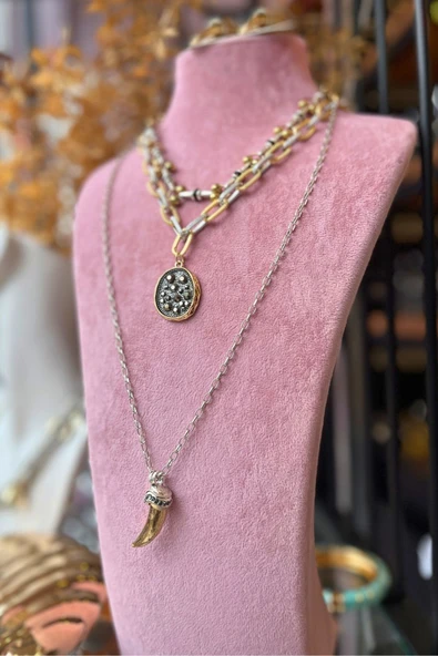 Meva Takı ve Aksesuar Fil Dişi Madalyon Kolye | Mev’Armoni Collection ürün görseli 1