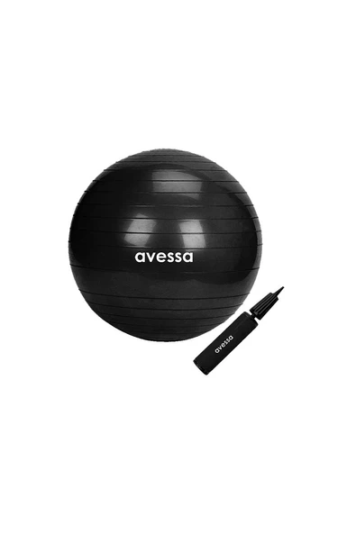 Avessa Pilates Topu 55 cm Siyah Pompalı ürün görseli 1