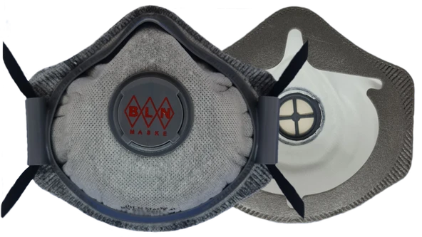 BLN BM 022 PRO X AC FFP2 NR AKTİF KARBON FİLTRELİ TOZ MASKESİ (5APARAT - 5 MASKE) ürün görseli 1
