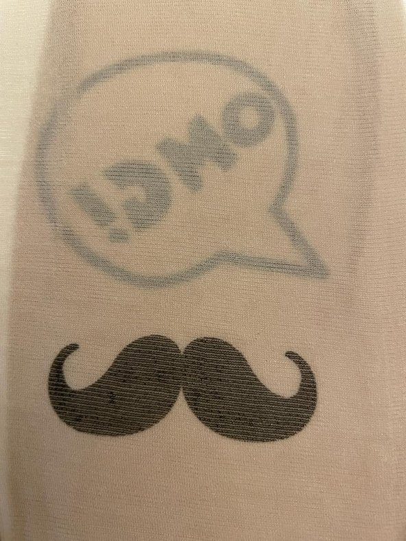 Külotlu Bayan Çorabı - Moustache / OMG Desenli - Resim 2