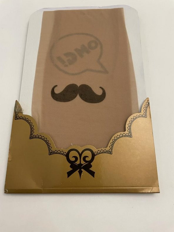 Külotlu Bayan Çorabı - Moustache / OMG Desenli - Resim 3
