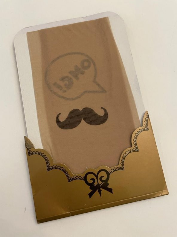 Külotlu Bayan Çorabı - Moustache / OMG Desenli - Resim 5