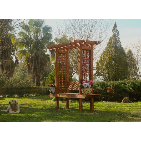 MANDU Ahşap Bahçe Giriş Kapısı ve Sarmaşık Bank (2 farklı kullanım) ürün görseli 1