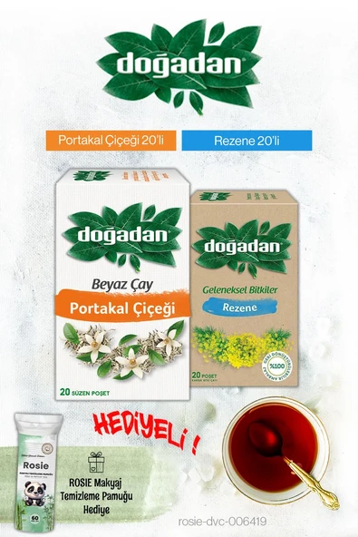 Doğadan Rezene ve Beyaz Çay Portakal Çiçeği Poşet Çay ve Rosie Hediyeli ürün görseli 1