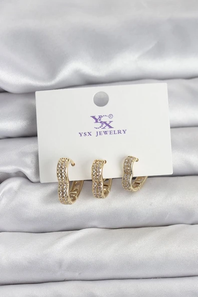 Gold Renk Pirinç Zirkon Taşlı Kalpli Kadın Küpe EB-53-vice/(1395) 3192 ürün görseli 1