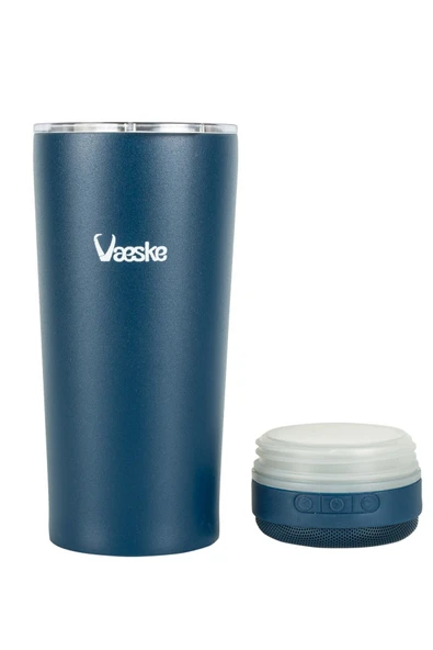 VAESKE BLUETOOTH HOPARLÖRLÜ 500ML PASLANMAZ ÇELİK TERMOS MAVİ - Resim 3
