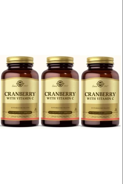 Solgar Cranberry Extract with Vitamin C 60 Kapsül 3 Adet ürün görseli 1