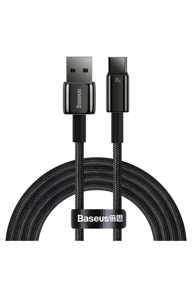 Tungsten Gold Hızlı Şarj Data Kablosu USB to Type-C 100W 1m Siyah ürün görseli 1