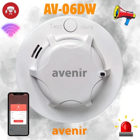 AV-06DW Wifi Kablosuz Akıllı Duman Dedektörü Yangın Alarmı 90db Sesli Pilli ürün görseli 1