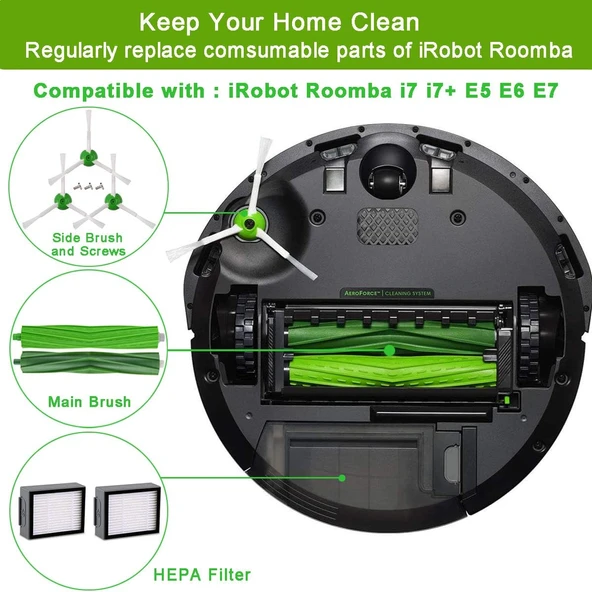 iRobot Roomba I7 I7+ I7 Plus E5 E6 E7 Için Aksesuar Seti 6 adet set - Resim 3