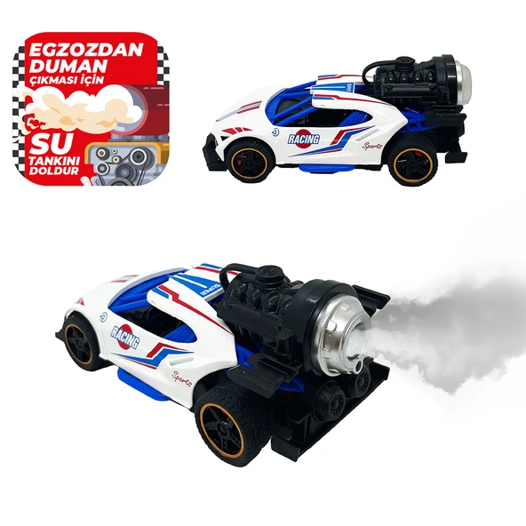 Spray Fonksiyonlu Pilli Metal Çek Bırak Araba Sesli Işıklı Beyaz ürün görseli 1
