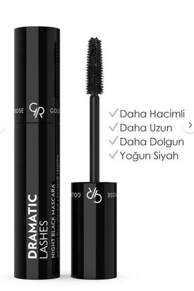 Golden Rose Dramatic Lashes Night Black Mascara İçerikli Hacim Veren Siyah Maskara 13 ml ürün görseli 1