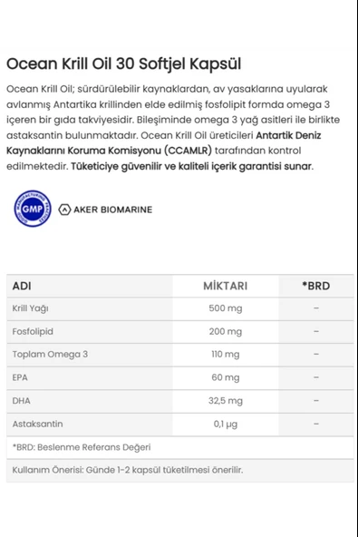 Ocean Krill Oil 500 Mg 30 Kapsül - Resim 2