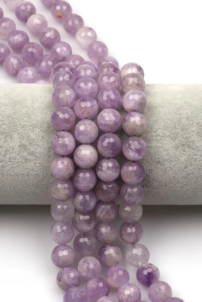 Lavander Ametist Doğaltaş Dizi 10 mm Fasetli Küre Kesim ürün görseli 1