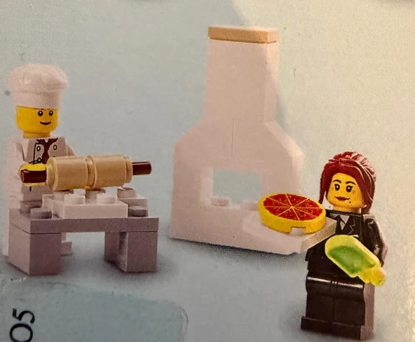 Lego Minifigür Chef - White Torso with 8 Buttons with Female Suit Black, Dark Red Hair chef017a/cty0183 ürün görseli 1