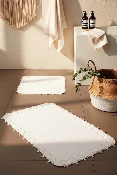 Bella Ekru 2'li Yıkanabilir Banyo & Klozet Paspas Takımı ürün görseli 1