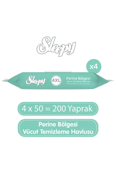 Sleepy Perine Bölgesi Vücut Temizleme Havlusu 4x50 (200 Yaprak) ürün görseli 1