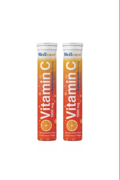 Wellcare Vitamin C 1000 mg + Selenyum 15 Efervesan Tablet 2 Adet ürün görseli 1