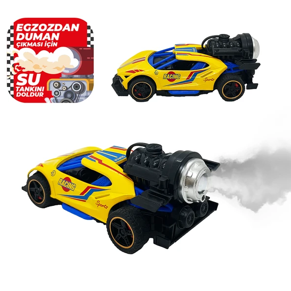 Spray Fonksiyonlu Pilli Metal Çek Bırak Araba Sesli Işıklı Sarı ürün görseli 1