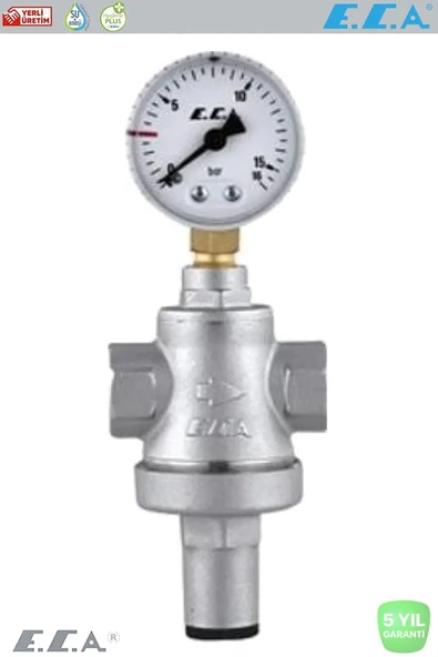 Eca 3/4 Manometreli Basınç Düşürücü Valf Pistonlu Iç Vida Basınç Düşürücü 3/4 602111010 ürün görseli 1