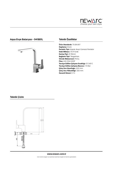 Newarc Aqua Eviye Bataryası - Resim 3