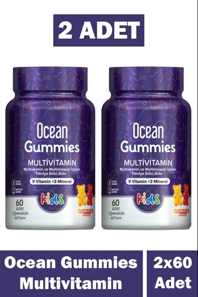 Ocean Gummies Multivitamin Kids 60 Yumuşak Tablet 2 Adet ürün görseli 1