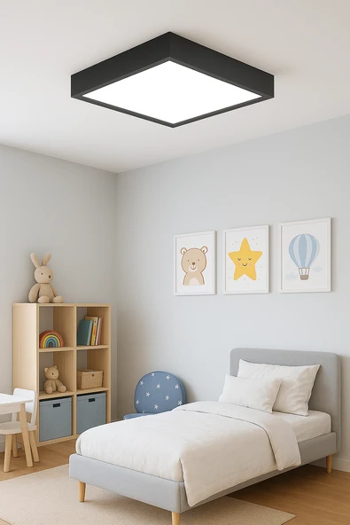 Ahşap Antrasit Çerçeveli Led Avize 30 30 cm 3200K Gün ışığı ürün görseli 1