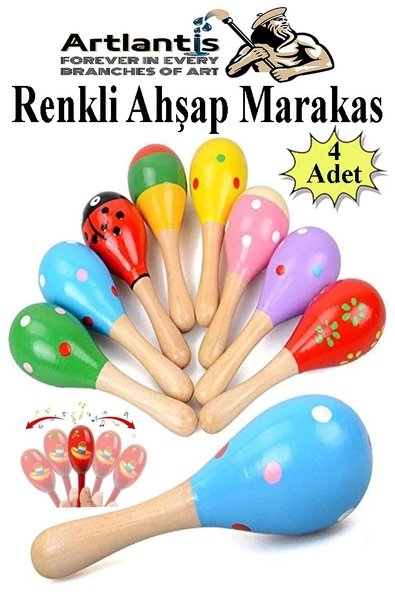 Renkli Marakas 4 Adet 19 cm Renkli Çıngıraklar Eğlenceli Müzik Aksesuarları Çocuk Eğitici Oyuncak Marakas Renkli ürün görseli 1