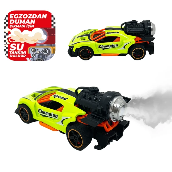 Spray Fonksiyonlu Pilli Metal Çek Bırak Araba Sesli Işıklı Yeşil ürün görseli 1