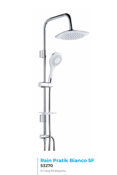 Tema 53270 Rain Bianco 5+1 Fonksiyonlu Tepe Duş Seti ürün görseli 1