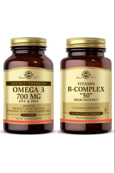 Solgar Omega 3 700 Mg 60 Softgel-Solgar Vitamin B-Complex 50mg 50 Kapsül ürün görseli 1