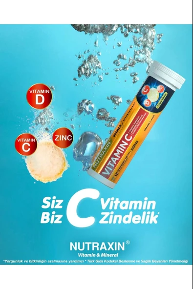 Nutraxin Efervesan - Vitamin C-D-Zinc 15 Tablet 2 Adet - Resim 3