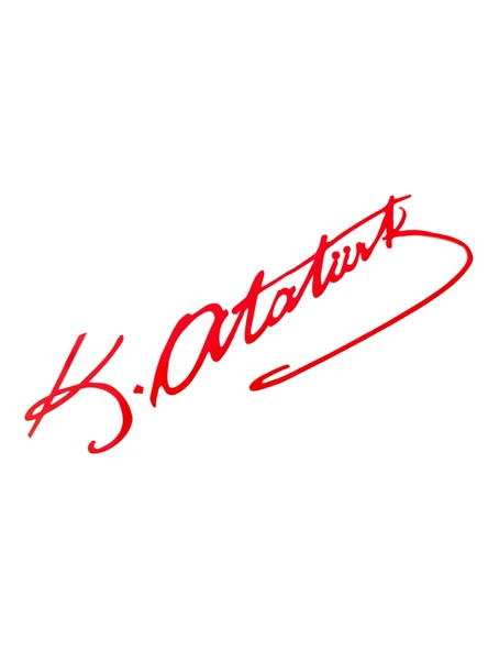K.Atatürk İmzalı Oto Sticker Küçük Kırmızı 20x5cm ürün görseli 1