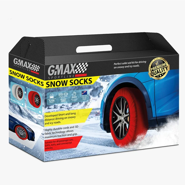 GMAX Oto Araba Lastik Anti Patinaj Kar Çorabı Kırmızı S Grup 2 ürün görseli 1