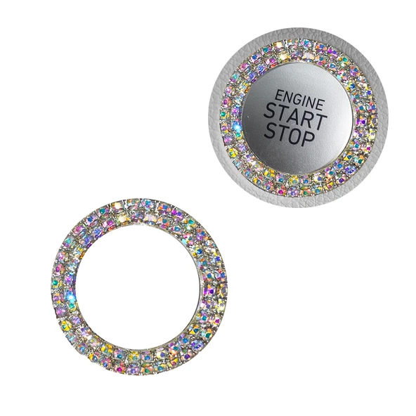 Kristal Taşlı Start Stop Düğme Halkası Gökkuşağı ürün görseli 1