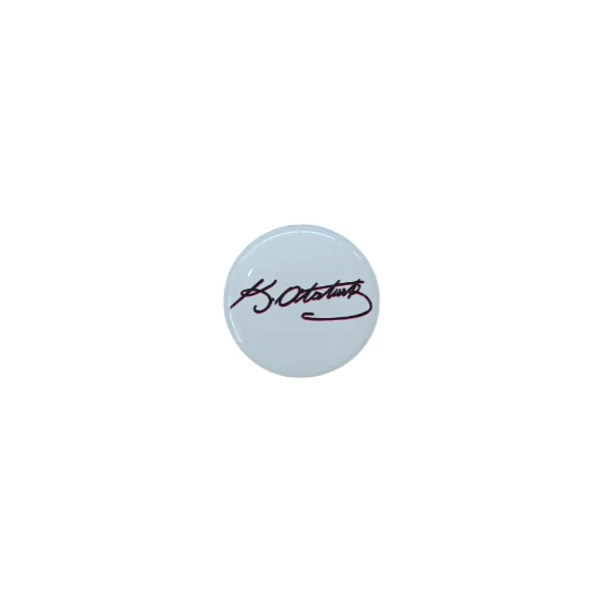 K.Atatürk İmzalı Yuvarlak Etiket Damla Sticker Siyah 3cm ürün görseli 1