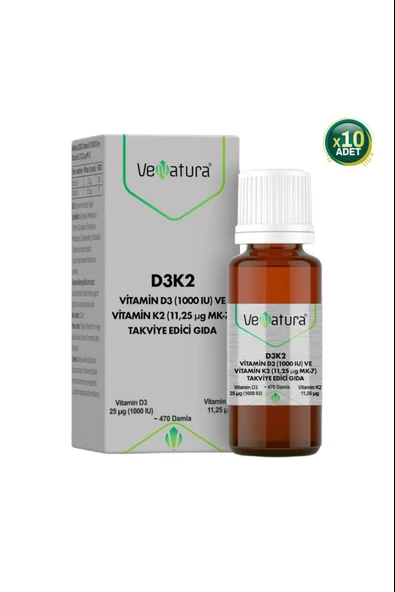 Venatura Vitamin D3 1000 Iu ve Vitamin K2 11,25 Ug Mk-7 10 Adet ürün görseli 1