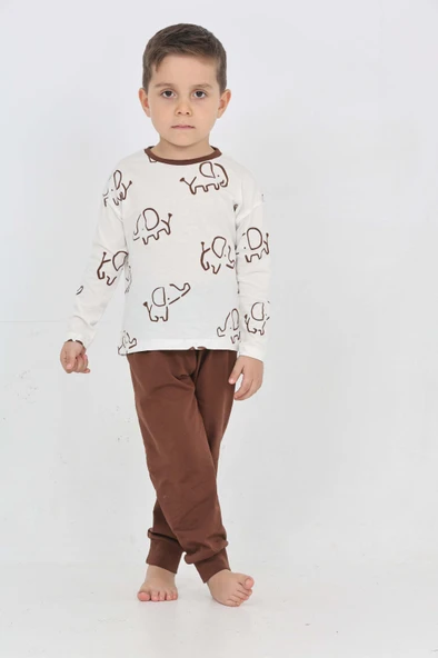 Toontoy Erkek Çocuk Fil Pano Baskılı Pijama Takım ürün görseli 1
